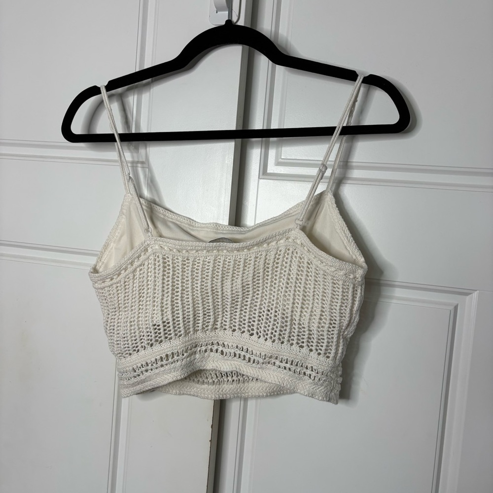 Abercrombie & Fitch A&F Crochet Style Macrame Tank top cream M boho - Picture 9 of 10